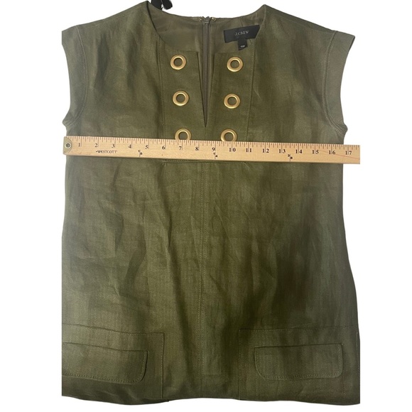 J. Crew Green Sheath Mini Dress V-neck Cap Sleeve - Picture 5 of 12